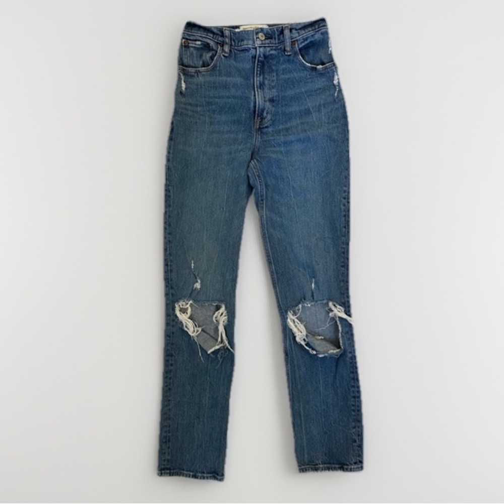 Abercrombie & Fitch 90s Ultra High Rise Straight Jean Distressed Women’s Size 25